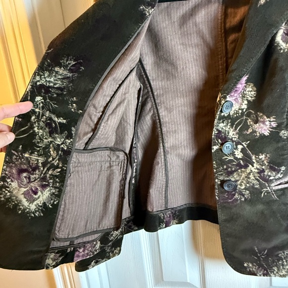 J. Jill Brown & Purple Velvety Floral Blazer Business, Arsty, Poet - Picture 5 of 8